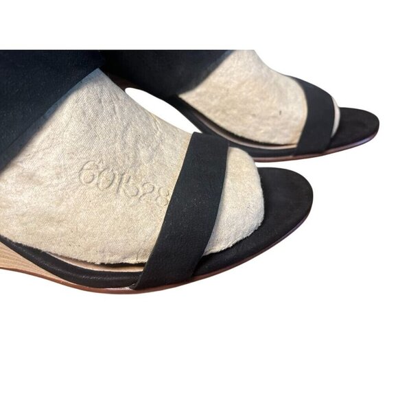 Halogen Suede Shoe 11 Black Wedge Buckle Sandal Heel Neutral Indie Hippie Boho - Picture 4 of 16
